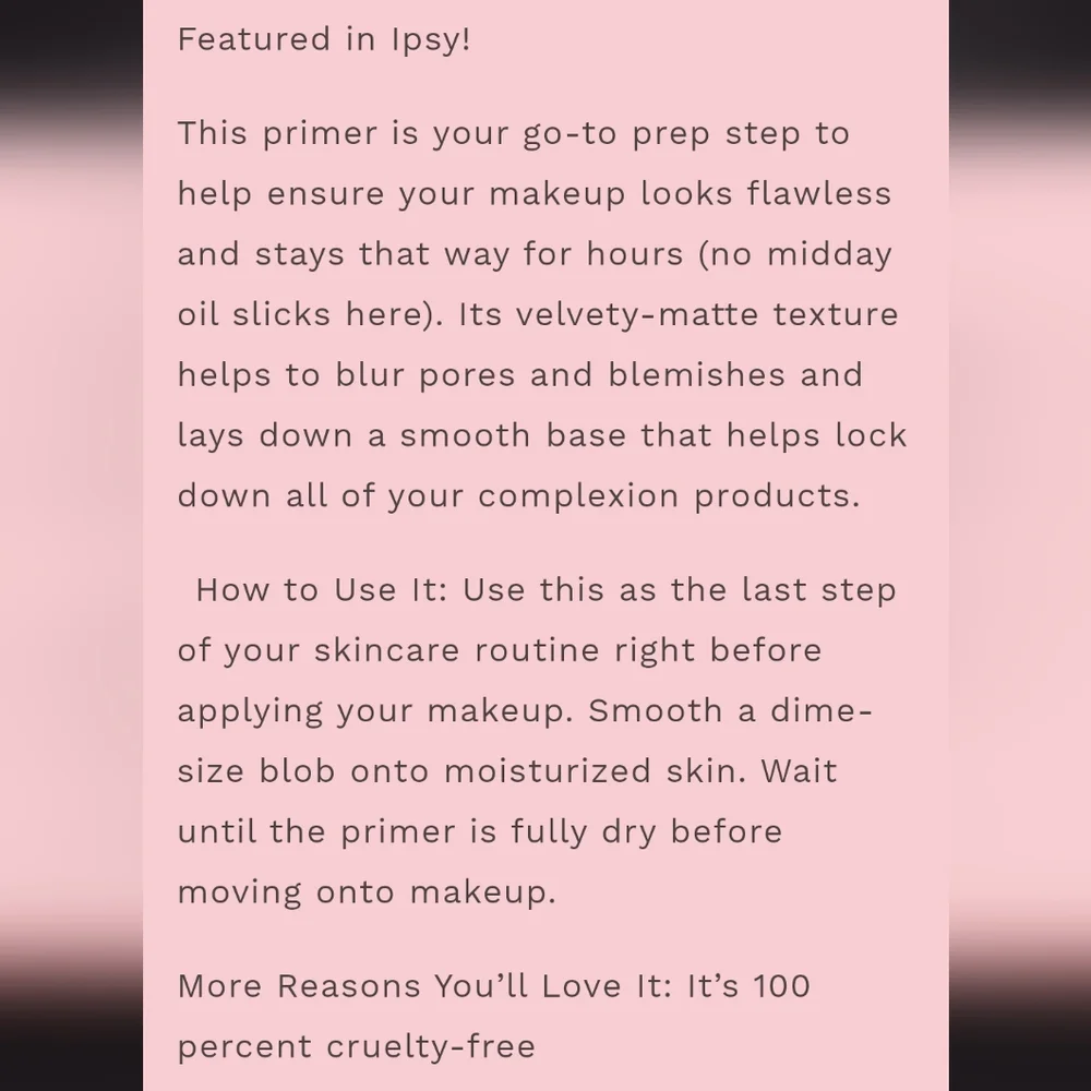 🆕 Pink Lipps Major Matte Face Primer